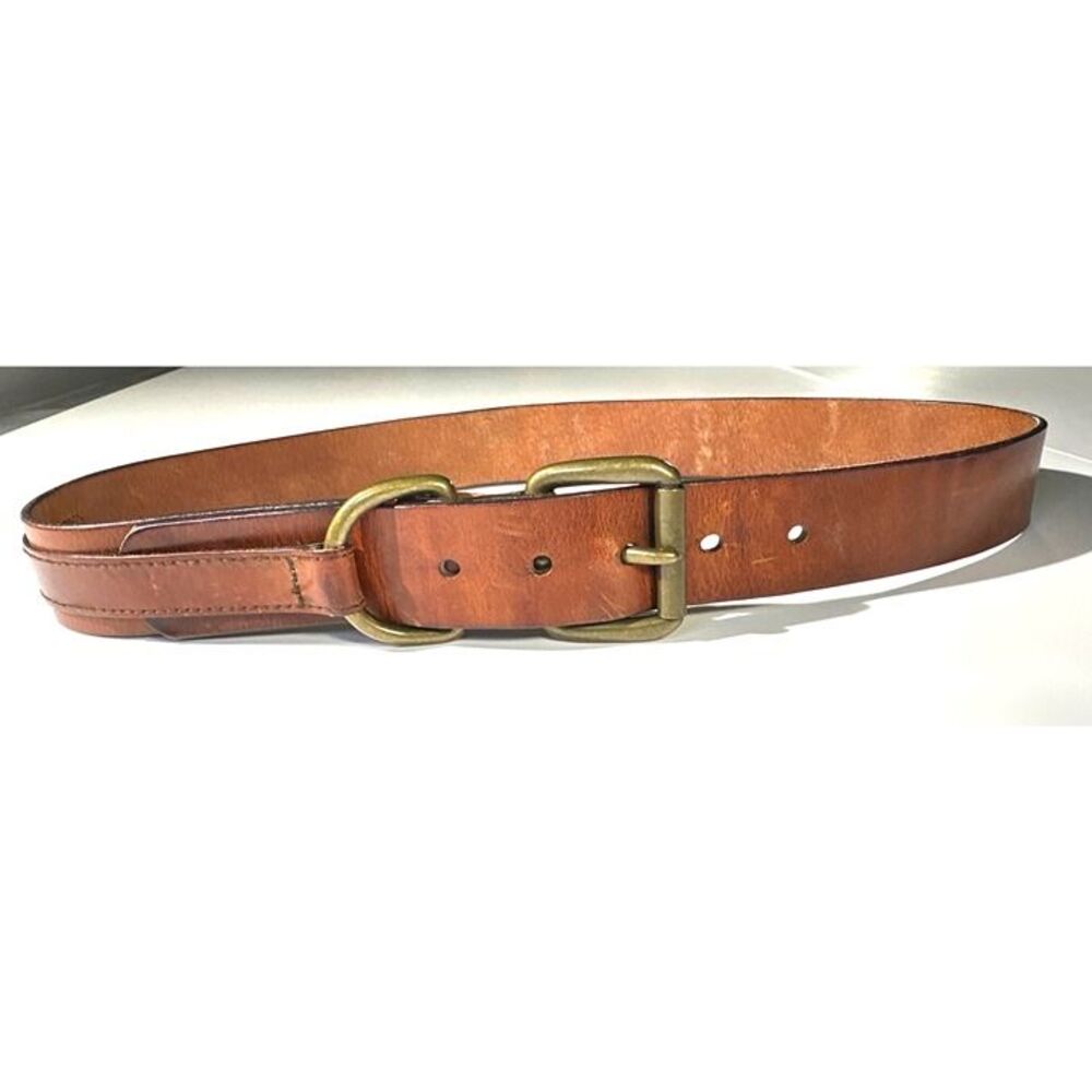 Vintage Banana Republic Genuine Leather Belt Solid Brass Buckle USA Made